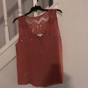 Sleeveless coral blouse